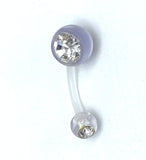Piercing Nombril en Flex Transparent avec double strass à chaque extrémité PN-444