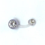 Piercing Nombril en Flex Transparent avec double strass à chaque extrémité PN-444