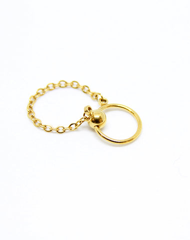 Piercing Oreilles Ring en Acier chirurgical avec chaine Couleur Doré 