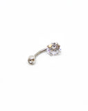 Piercing Nombril en Acier chirurgical Couleur Silver avec 2 strass blancs PN-008
