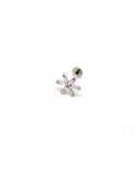 Piercing Oreille en Acier chirurgical avec strass Couleur Silver flocon de neige PO-075
