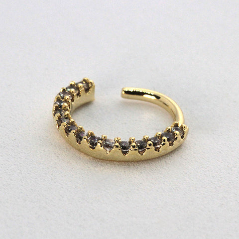 Piercing Oreille en Acier chirurgical strass anneau dentelé Couleur Doré PO-333