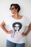 T-shirt White Hipster Geek Femme